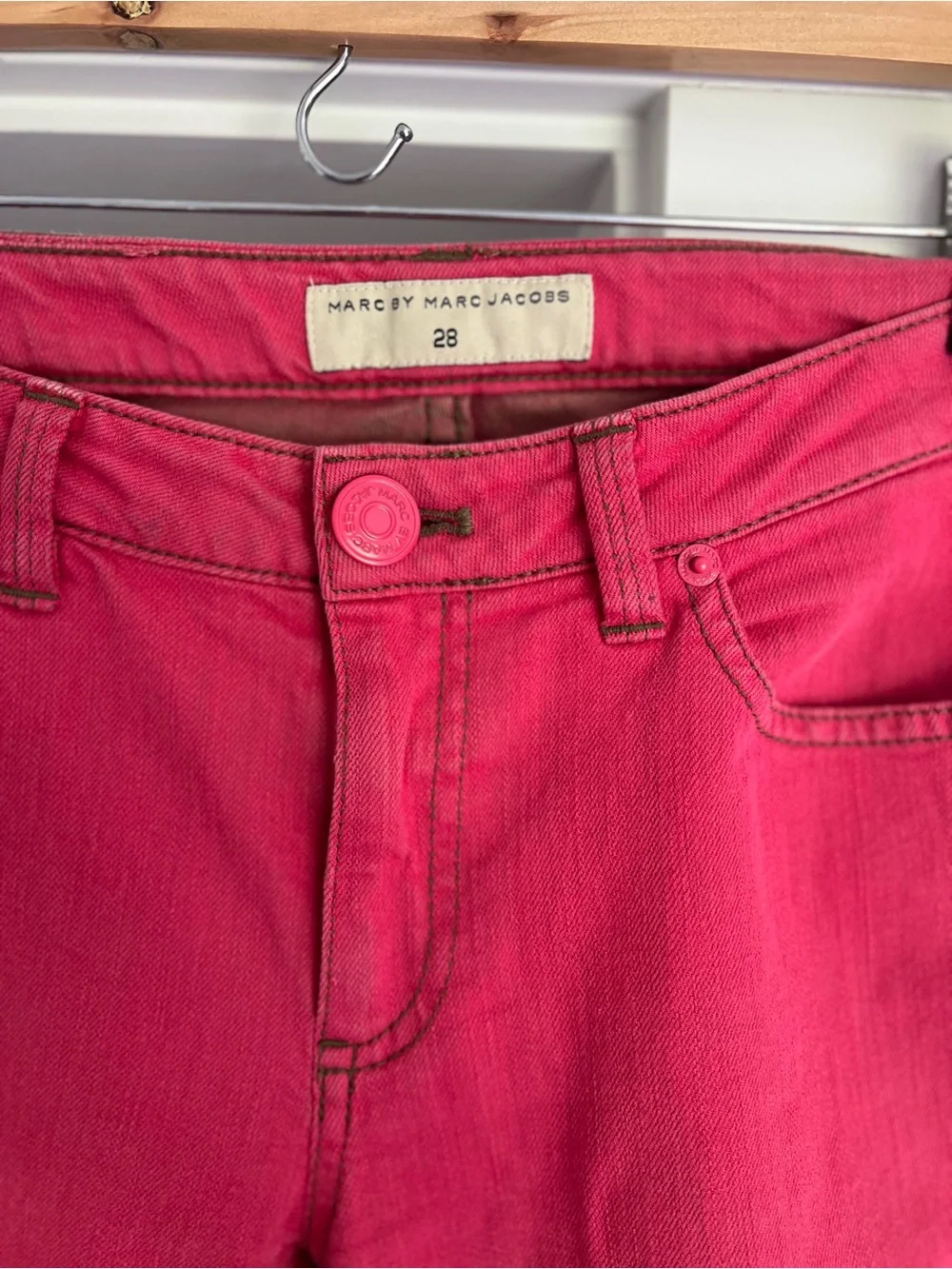 Vintage Marc By Marc Jacobs Hot Pink Skinny Jeans - Picture 3 of 8